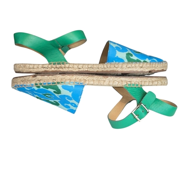 Talbots Izzy Ikat Medallion Espadrille Sandals Blue Green Size 9 - Picture 7 of 12